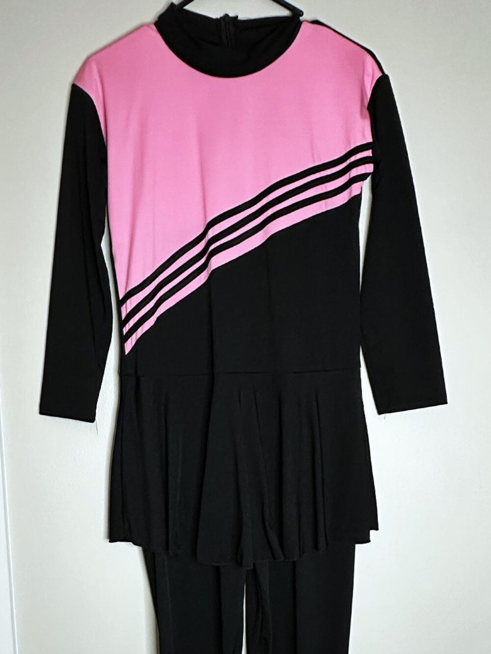 Modest Muslim Swimwear Burkini Set Black & Pink Size L New Without Tags